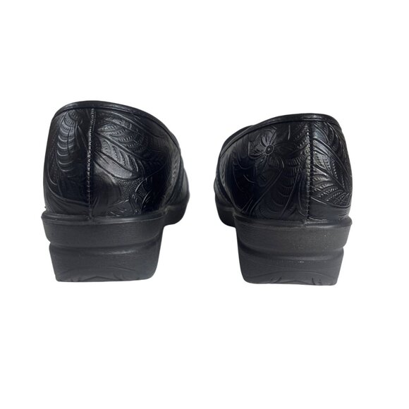 Easy Street Slip On Clogs Womens Size 10 Black Embossed Leather - Picture 6 of 10